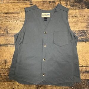 Stormy‎ Kromer Mens L Gray Button Front Work Utility Vest 100% Cotton Made USA